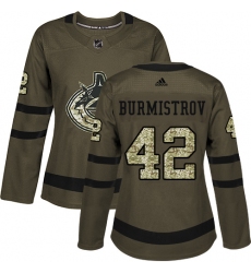 Women's Adidas Vancouver Canucks #42 Alex Burmistrov Authentic Green Salute to Service NHL Jersey