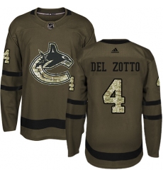 Men's Adidas Vancouver Canucks #4 Michael Del Zotto Premier Green Salute to Service NHL Jersey