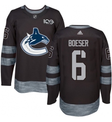 Men's Adidas Vancouver Canucks #6 Brock Boeser Authentic Black 1917-2017 100th Anniversary NHL Jersey