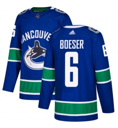 Men's Adidas Vancouver Canucks #6 Brock Boeser Authentic Blue Home NHL Jersey