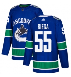 Men's Adidas Vancouver Canucks #55 Alex Biega Premier Blue Home NHL Jersey