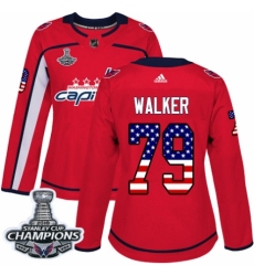 Women's Adidas Washington Capitals #79 Nathan Walker Authentic Red USA Flag Fashion 2018 Stanley Cup Final Champions NHL Jersey