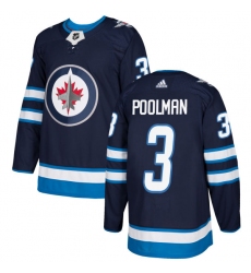 Men's Adidas Winnipeg Jets #3 Tucker Poolman Premier Navy Blue Home NHL Jersey