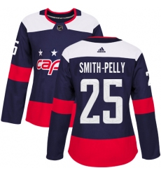 Women's Adidas Washington Capitals #25 Devante Smith-Pelly Authentic Navy Blue 2018 Stadium Series NHL Jersey