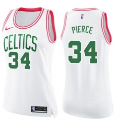 Women's Nike Boston Celtics #34 Paul Pierce Swingman White/Pink Fashion NBA Jersey