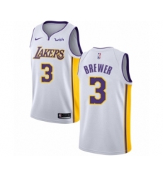 Women's Los Angeles Lakers #3 Corey Brewer Authentic White Basketball Jersey - Association Edition