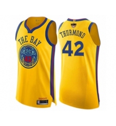 Women's Golden State Warriors #42 Nate Thurmond Swingman Gold 2019 Basketball Finals Bound Basketball Jersey - City Edition