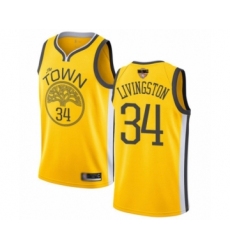 Men's Golden State Warriors #34 Shaun Livingston Yellow Swingman 2019 Basketball Finals Bound Jersey - Earned Edition