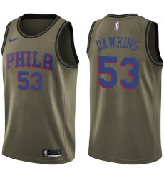 Men's Nike Philadelphia 76ers #53 Darryl Dawkins Swingman Green Salute to Service NBA Jersey