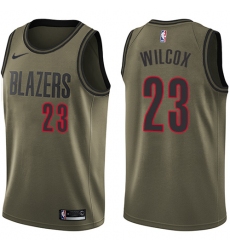 Men's Nike Portland Trail Blazers #23 C.J. Wilcox Swingman Green Salute to Service NBA Jersey