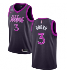 Men's Nike Minnesota Timberwolves #3 Anthony Brown Swingman Purple NBA Jersey - City Edition