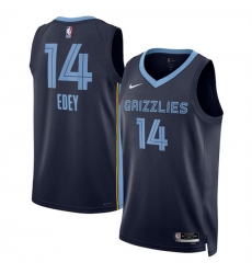 Men's Memphis Grizzlies #14 Zach Edey Navy Icon Edition Stitched Jersey