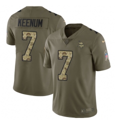 Men's Nike Minnesota Vikings #7 Case Keenum Limited Olive/Camo 2017 Salute to Service NFL Jersey