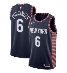 Women's Nike New York Knicks #6 Kristaps Porzingis Swingman Navy Blue NBA Jersey - 2018 19 City Edition