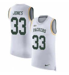 Men's Nike Green Bay Packers #33 Aaron Jones White Rush Player Name & Number Tank Top NFL Jersey