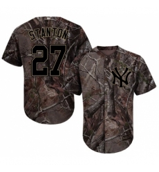 Youth Majestic New York Yankees #27 Giancarlo Stanton Authentic Camo Realtree Collection Flex Base MLB Jersey