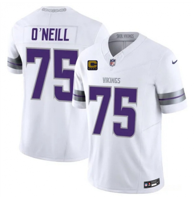 Men's Minnesota Vikings #75 Brian O'Neill White 2026 F.U.S.E. 4-Star C Winter Warrior Limited Football Stitched Jersey