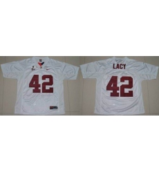 Alabama Crimson Tide #42 Eddie Lacy White 2016 College Football Playoff National Championship Patch Stitched NCAA Jersey