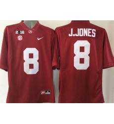 Alabama Crimson Tide #8 Julio Jones Red 2016 College Football Playoff National Championship Patch Stitched NCAA Jersey