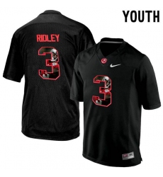 Alabama Crimson Tide #3 Calvin Ridley Black With Portrait Print Youth College Football Jersey
