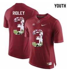 Alabama Crimson Tide #3 Calvin Ridley Red With Portrait Print Youth College Football Jersey2