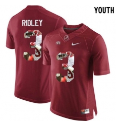 Alabama Crimson Tide #3 Calvin Ridley Red With Portrait Print Youth College Football Jersey