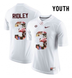 Alabama Crimson Tide #3 Calvin Ridley White With Portrait Print Youth College Football Jersey4