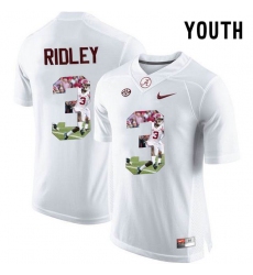 Alabama Crimson Tide #3 Calvin Ridley White With Portrait Print Youth College Football Jersey5