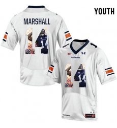 Auburn Tigers #14 Nick Marshall White With Portrait Print Youth College Football Jersey