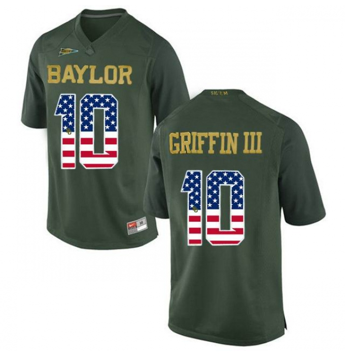 Baylor Bears #10 Rebort Griffin III Green USA Flag College Football Jersey