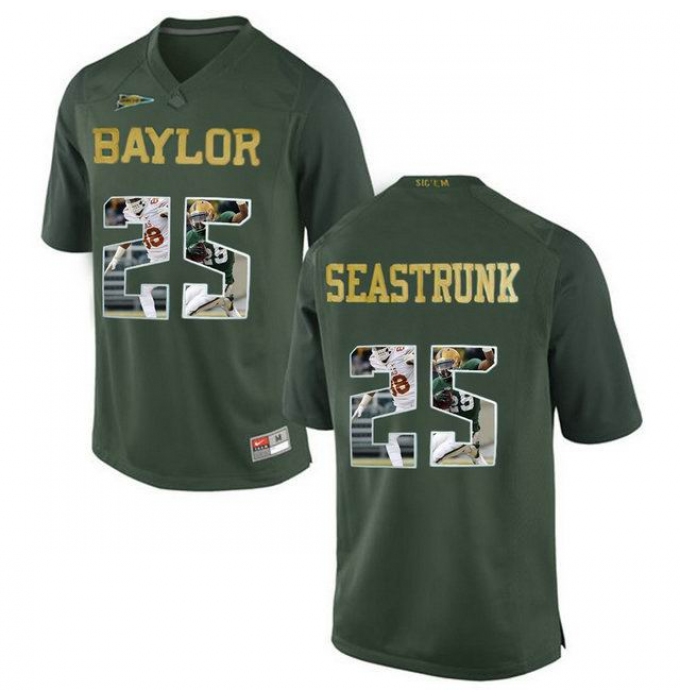 Baylor Bears #25 Lache Seastrunk Green With Portrait Print College Football Jersey2