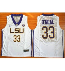 LSU Tigers #33 Shaquille O'Neal White Basketball Stitched NCAA Jersey