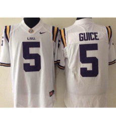 LSU Tigers 5 Derrius Guice White College Football Jersey