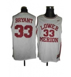 Merion #33 Kobe Bryant White Basketball Embroidered NCAA Jersey