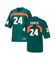 Miami Hurricanes 24 Travis Homer Green College Football Jersey