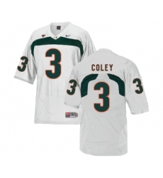 Miami Hurricanes 3 Stacy Coley White College Football Jersey