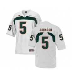 Miami Hurricanes 5 Andre Johnson White College Football Jersey