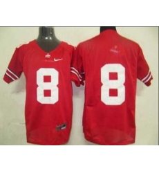 Buckeyes #8 Red Embroidered NCAA Jersey