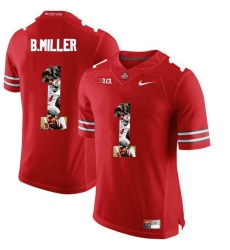 Ohio State Buckeyes #1 Braxton Miller Red With Portrait Print College Football Jersey
