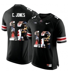 Ohio State Buckeyes #12 C.Jones Black With Portrait Print College Football Jersey2
