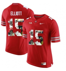 Ohio State Buckeyes #15 Ezekiel Elliott Red With Portrait Print College Football Jersey