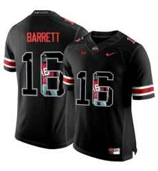 Ohio State Buckeyes #16 J.T. Barrett Black With Portrait Print College Football Jersey2