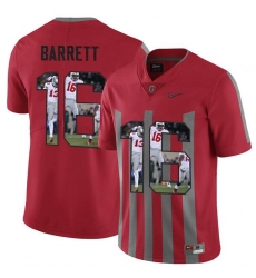 Ohio State Buckeyes #16 J.T. Barrett Red With Portrait Print College Football Jersey