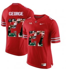 Ohio State Buckeyes #27 Eddie George Red With Portrait Print College Football Jersey2
