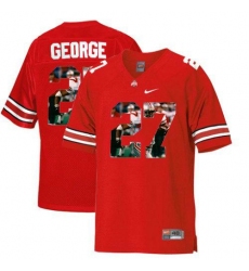 Ohio State Buckeyes #27 Eddie George Red With Portrait Print College Football Jersey3