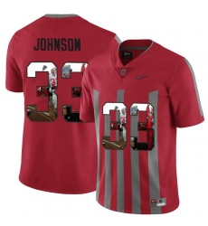Ohio State Buckeyes #33 Pete Johnson Red With Portrait Print College Football Jersey