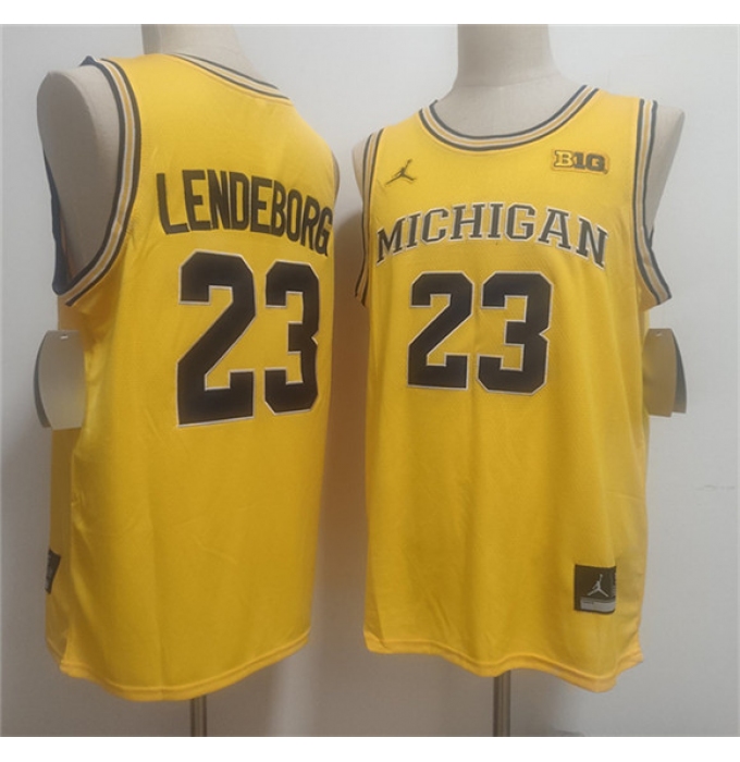 Men's Michigan Wolverines #23 Yaxel Lendeborg Yellow Vapor Limited Stitched Football Jersey