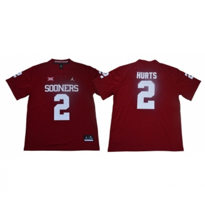 Oklahoma Sooners 2 Jalen Hurts Red College Football Jersey
