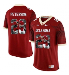 Oklahoma Sooners #28 Adrian Peterson Red With Portrait Print College Football Jersey