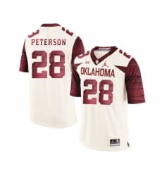 Oklahoma Sooners 28 Adrian Peterson White 47 Game Winning Streak College Football Jersey